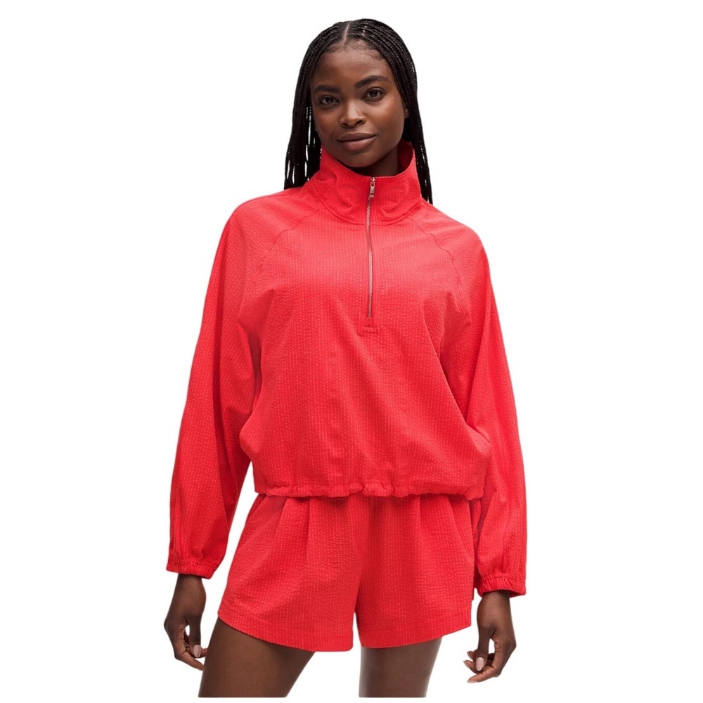 Lululemon NWT Seersucker WovenAir Funnel Neck 1/2 Zip S Star Burst Tone $148